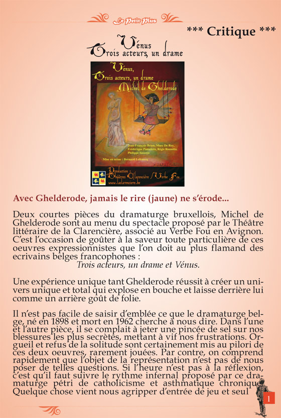 Critique Ghelderode